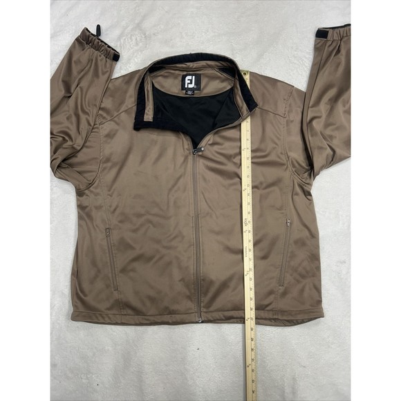 FootJoy FJ Brown Full Zip Fleece Lined Mock Neck Golf Jacket Men's Size 2XL - Picture 8 of 10